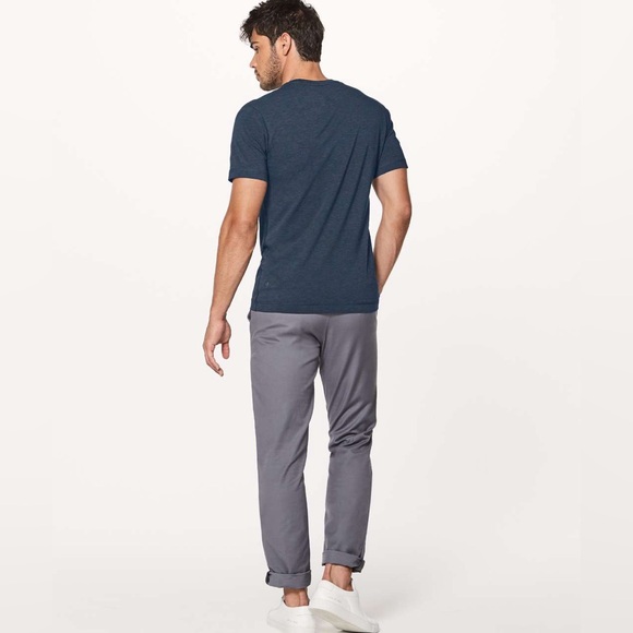 Lululemon Athletica Men’s 5 Year Basic Tee Short Sleeve Heathered Nautical Navy - Picture 3 of 9